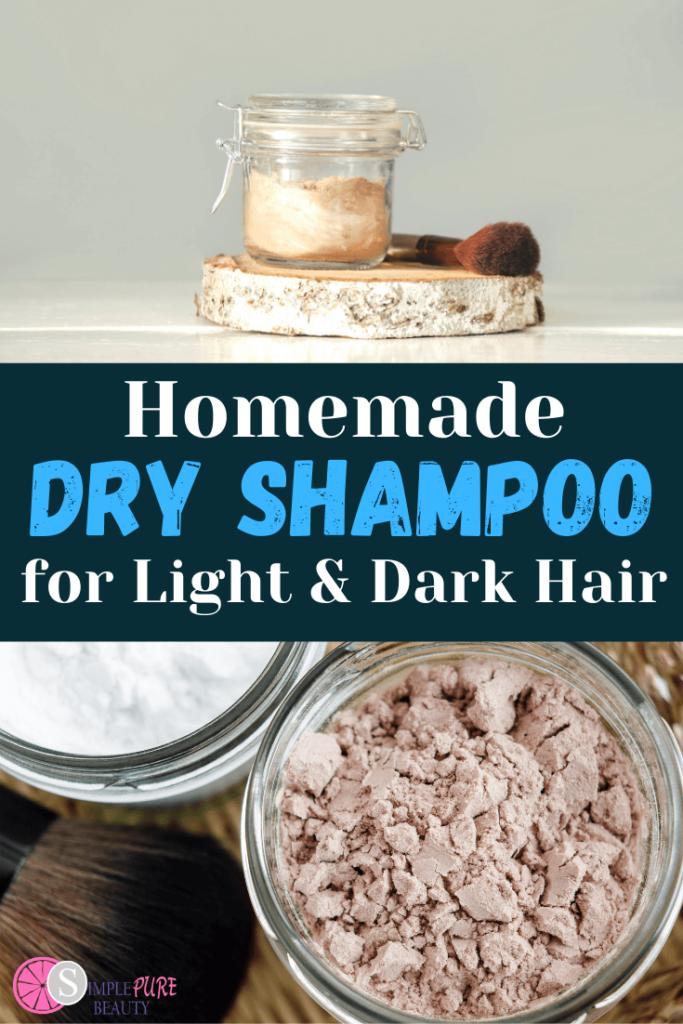 Jar of dry shampoo with brush to apply it