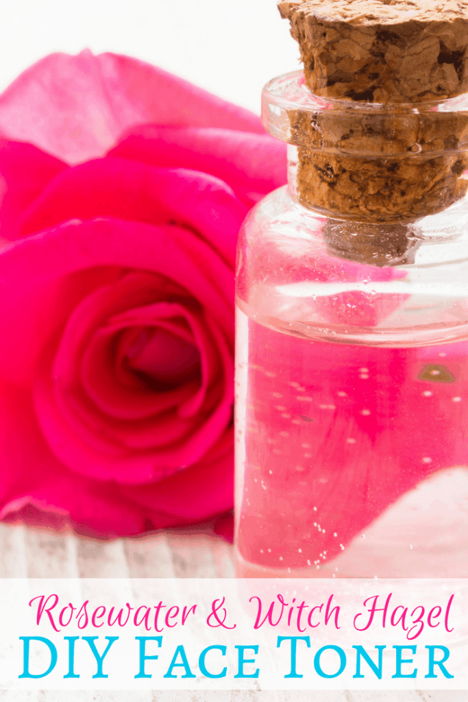 This simple DIY Face Toner harnesses the soothing, healing powers of witch hazel and rosewater PLUS an extra powerful blend of essential oils. #toner #rosewater #diy #essentialoils