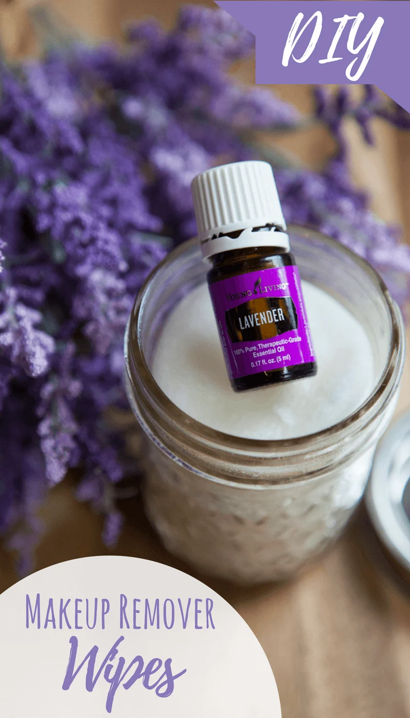diy makeup remover wipes in a jar with lavender