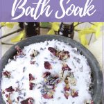 Soaking in a bath is a luxury we all need to take. This DIY bath soak recipe will have you relaxed in no time. #bathsalts #relaxation #essentialoils #detox