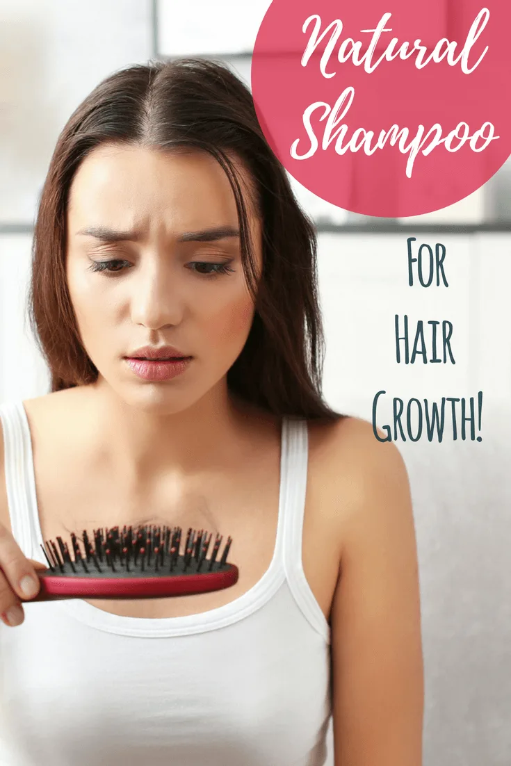 Hair Loss is no fun especially as a woman. There are many causes, but using a natural shampoo for hair growth is a great way to start fighting it. #hairgrowth, #hairloss #haircare #healthyhair #dandruff #shampoonatural