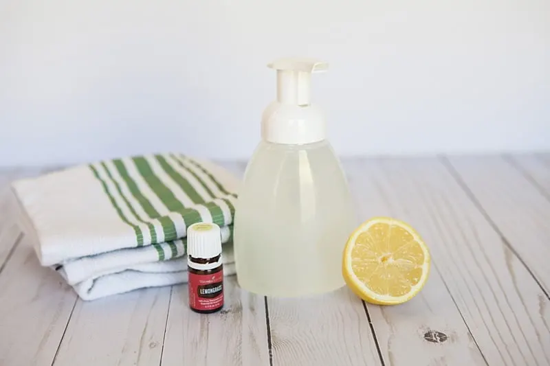 Make this DIY foaming hand soap with three simple ingredients. Once you see how easy it is you won't bother with comparing products in the store. #naturalcleaning #handsoap #essentialoils #soaprecipes #diyproject #greenliving #greencleaning