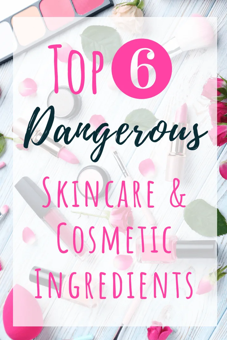 There are so many chemicals in cosmetics and skincare products these days. Learn which cosmetic ingredients you should avoid at all costs. With these beauty tips you will be able to read your makeup and skincare labels and know which ones are safe. A great place to research your cosmetic ingredients is in the safe cosmetics database. It is possible to find or make your own SAFE beauty products! #beauty #skincare #cosmetics #beautytips #naturalskincare #chemicalfree