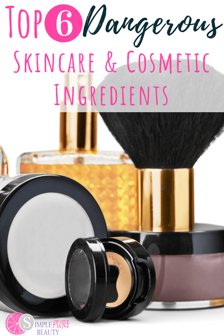 There are so many chemicals in cosmetics and skincare products these days. Learn which cosmetic ingredients you should avoid at all costs. With these beauty tips you will be able to read your makeup and skincare labels and know which ones are safe. A great place to research your cosmetic ingredients is in the safe cosmetics database. It is possible to find or make your own SAFE beauty products! #beauty #skincare #cosmetics #beautytips #naturalskincare #chemicalfree