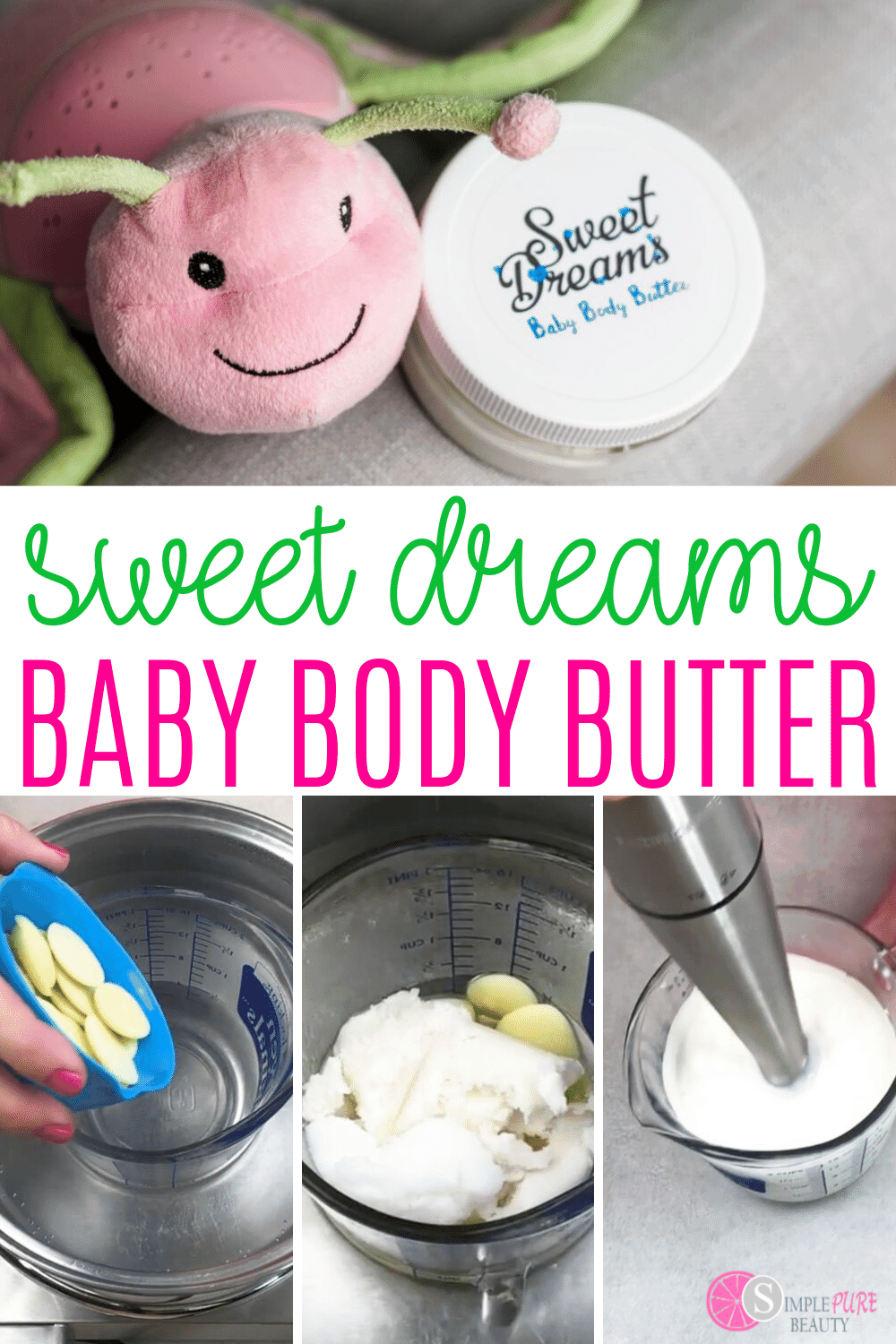 This homemade body butter recipe is simple and safe for babies. It's a great way to moisturize the skin while knowing that you're doing so using a safe and natural option that isn't full of chemicals. This baby body butter is a great DIY body butter lotion for all. #bodybutter #DIYbodybutterlotion #naturalbodybutter #homemadebodybutter