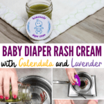 Baby diaper rash cream is a must to keep your little one's tush soft but you may want to skip the store bought diaper creams. Making your own diaper rash cream is so easy you can whip it up in minutes. It's a great way to protect your baby's skin! You're going to love this homemade baby diaper rash cream recipe! #baby #skincare #essentialoils #lavender #diapercream #homemadeskincare