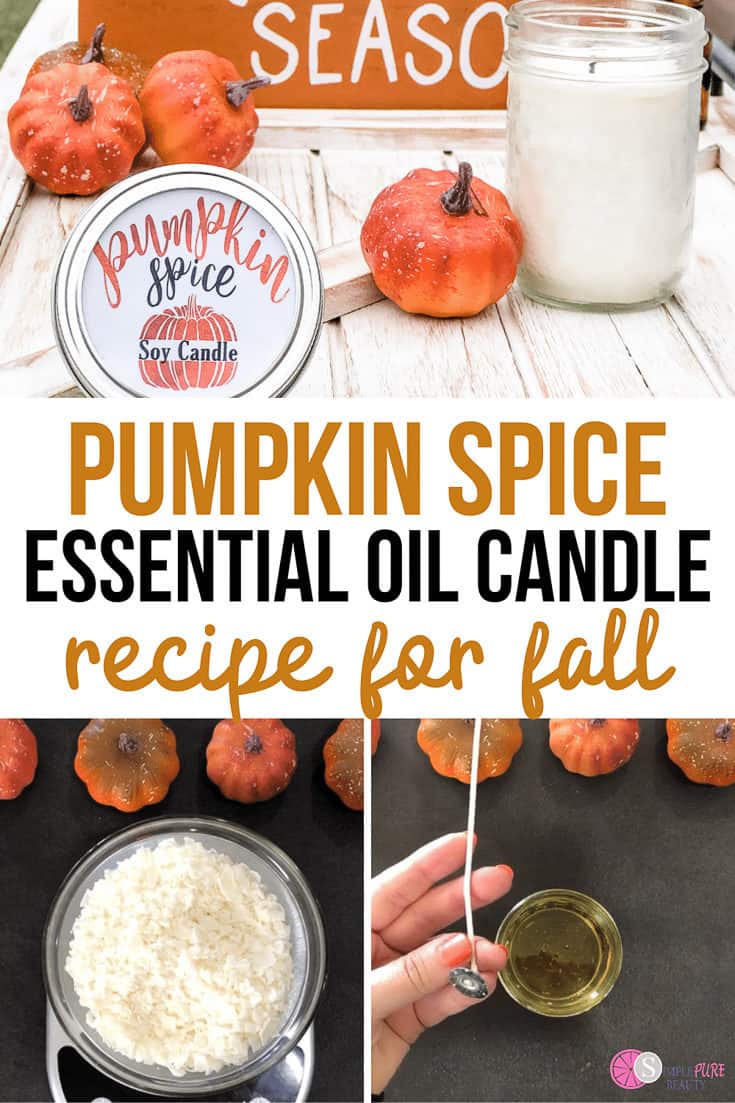 Pumpkin spice homemade candle with essential oils