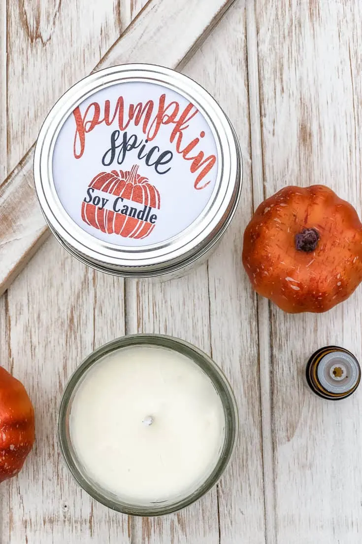 Pumpkin spice homemade candle with essential oils