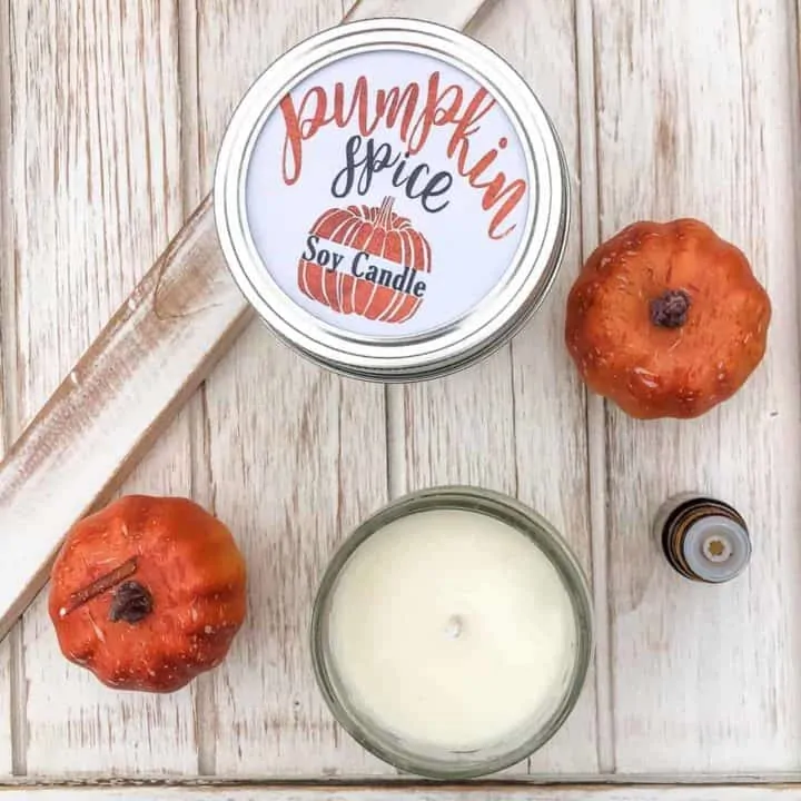 Pumpkin spice homemade candle with essential oils