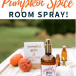 Bottle of diy pumpkin spice essential oil room spray.