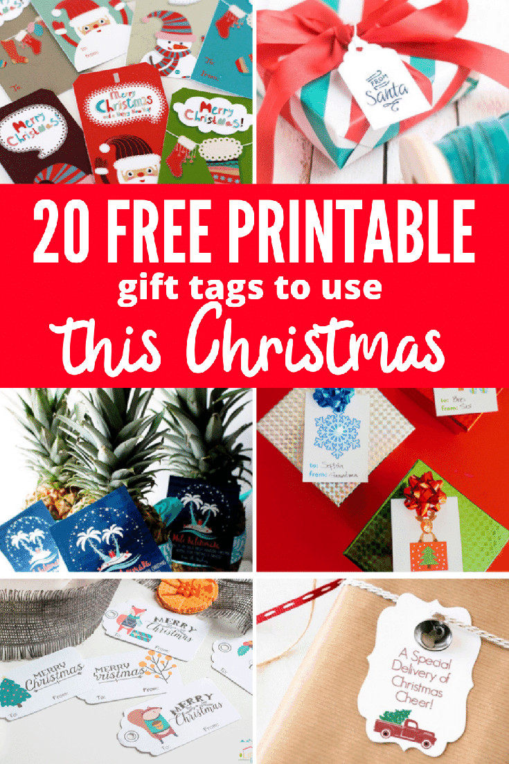 printable gift tag on Christmas gifts