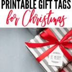printable gift tag on Christmas gifts