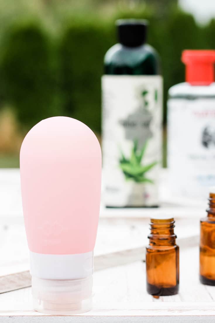 Alcohol free hand sanitizer bottle with essential oils