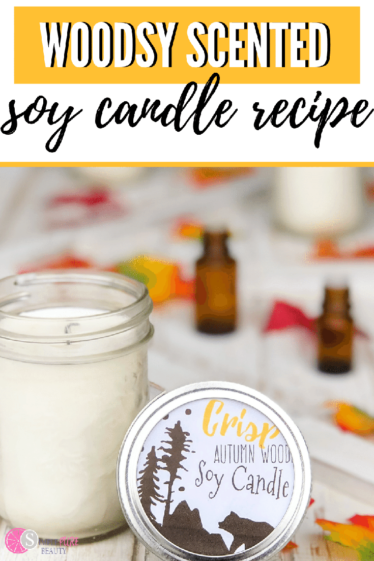 Woodsy scented homemade soy candle