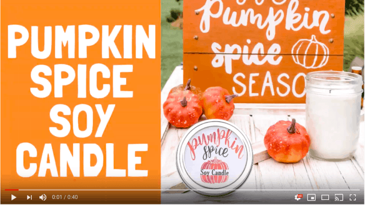 Pumpkin spice homemade candle with essential oils