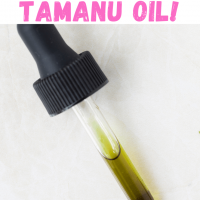 glass dropper of tamanu oil